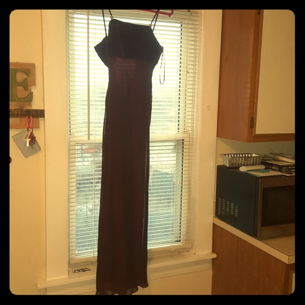 Betsy and Adam beautiful burgundy dress!